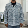 Winter Tiger Stripe Camo Pattern Print Men's Shirt Jacket