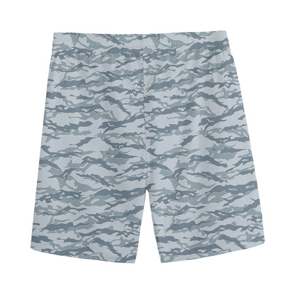 Winter Tiger Stripe Camo Pattern Print Men's Sports Shorts
