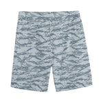 Winter Tiger Stripe Camo Pattern Print Men's Sports Shorts