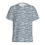 Winter Tiger Stripe Camo Pattern Print Men's Sports T-Shirt