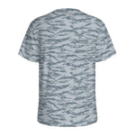 Winter Tiger Stripe Camo Pattern Print Men's Sports T-Shirt