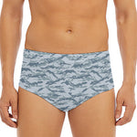 Winter Tiger Stripe Camo Pattern Print Men's Triangle Swim Briefs