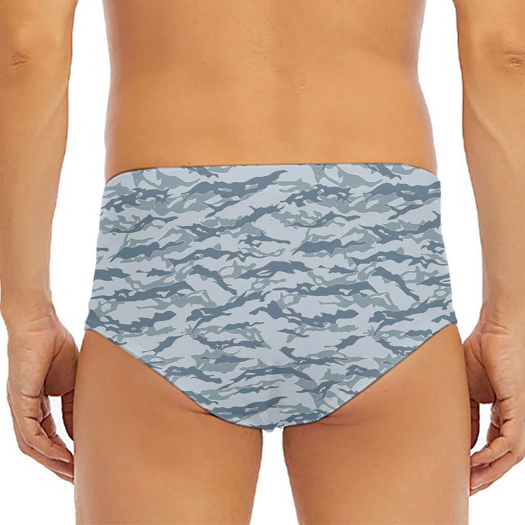 Winter Tiger Stripe Camo Pattern Print Men's Triangle Swim Briefs