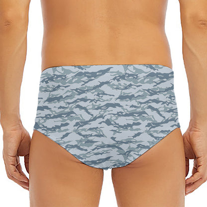 Winter Tiger Stripe Camo Pattern Print Men's Triangle Swim Briefs