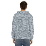 Winter Tiger Stripe Camo Pattern Print Men's Velvet Pullover Hoodie