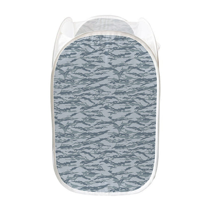 Winter Tiger Stripe Camo Pattern Print Mesh Laundry Hamper