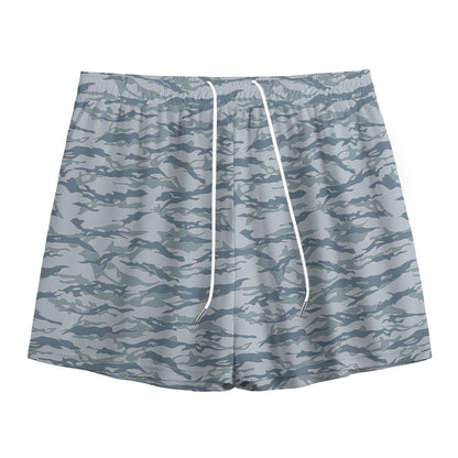 Winter Tiger Stripe Camo Pattern Print Mesh Shorts