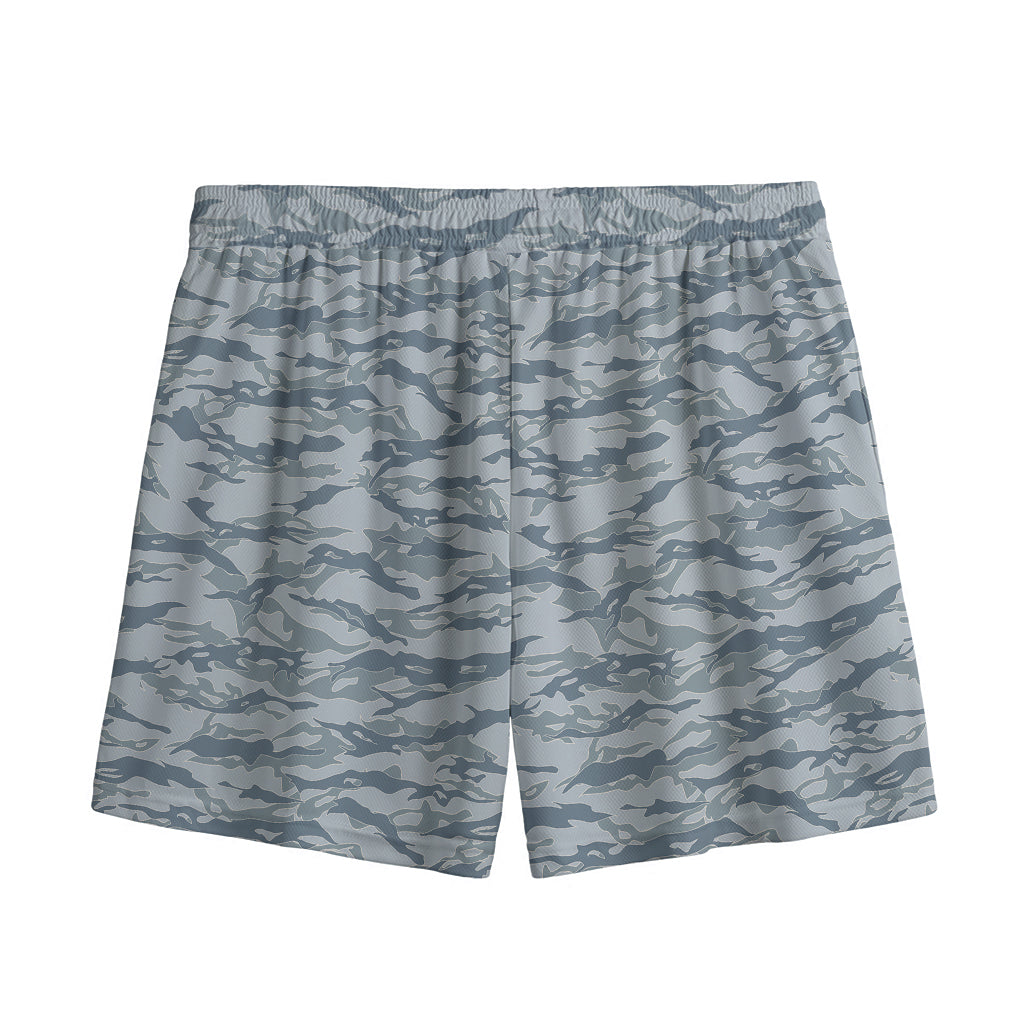 Winter Tiger Stripe Camo Pattern Print Mesh Shorts