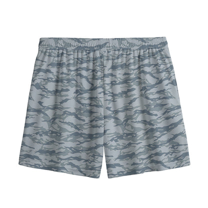 Winter Tiger Stripe Camo Pattern Print Mesh Shorts
