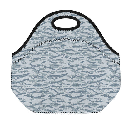 Winter Tiger Stripe Camo Pattern Print Neoprene Lunch Bag