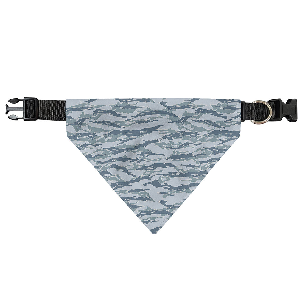 Winter Tiger Stripe Camo Pattern Print Over The Collar Dog Bandana