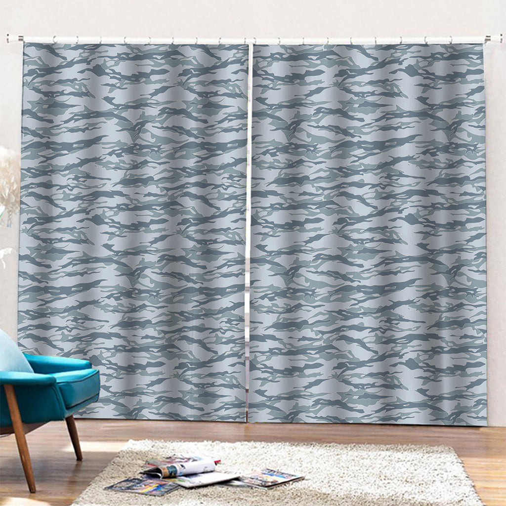 Winter Tiger Stripe Camo Pattern Print Pencil Pleat Curtains