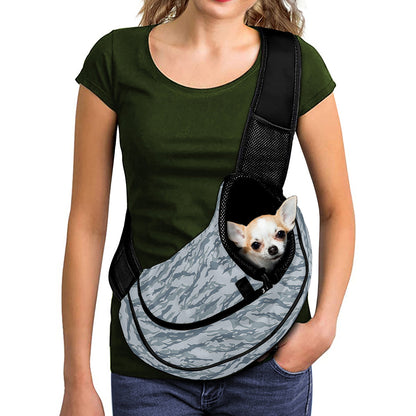 Winter Tiger Stripe Camo Pattern Print Pet Sling Carrier