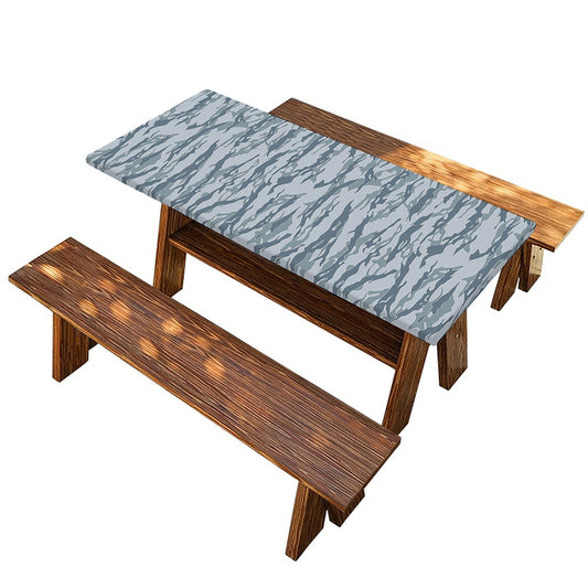 Winter Tiger Stripe Camo Pattern Print Picnic Table Cover