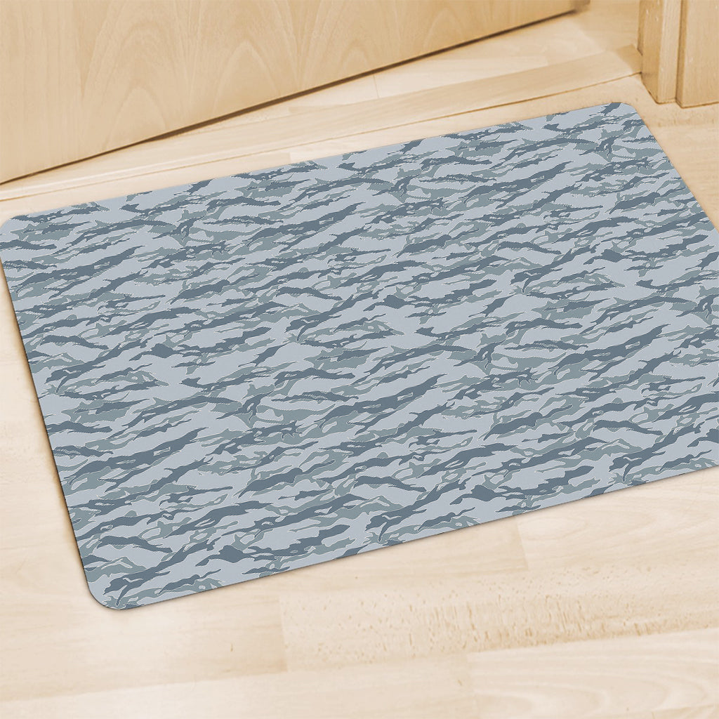 Winter Tiger Stripe Camo Pattern Print Polyester Doormat
