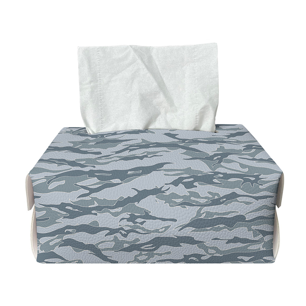 Winter Tiger Stripe Camo Pattern Print Rectangle Tissue Box Cover