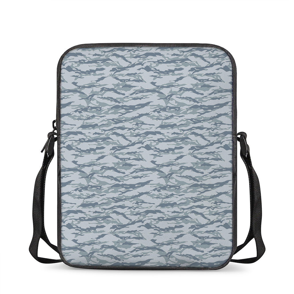 Winter Tiger Stripe Camo Pattern Print Rectangular Crossbody Bag