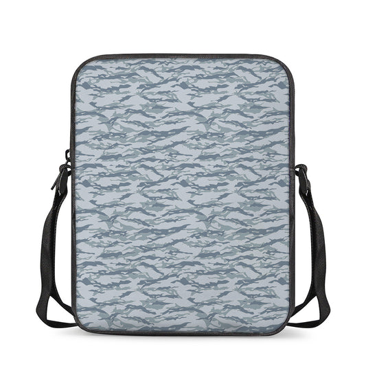 Winter Tiger Stripe Camo Pattern Print Rectangular Crossbody Bag