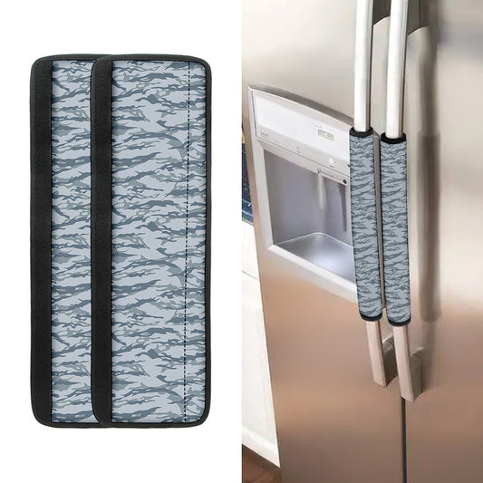 Winter Tiger Stripe Camo Pattern Print Refrigerator Handle Covers