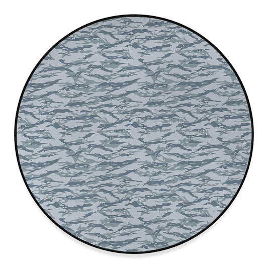 Winter Tiger Stripe Camo Pattern Print Round Floor Mat