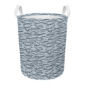 Winter Tiger Stripe Camo Pattern Print Round Laundry Basket