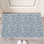 Winter Tiger Stripe Camo Pattern Print Rubber Doormat