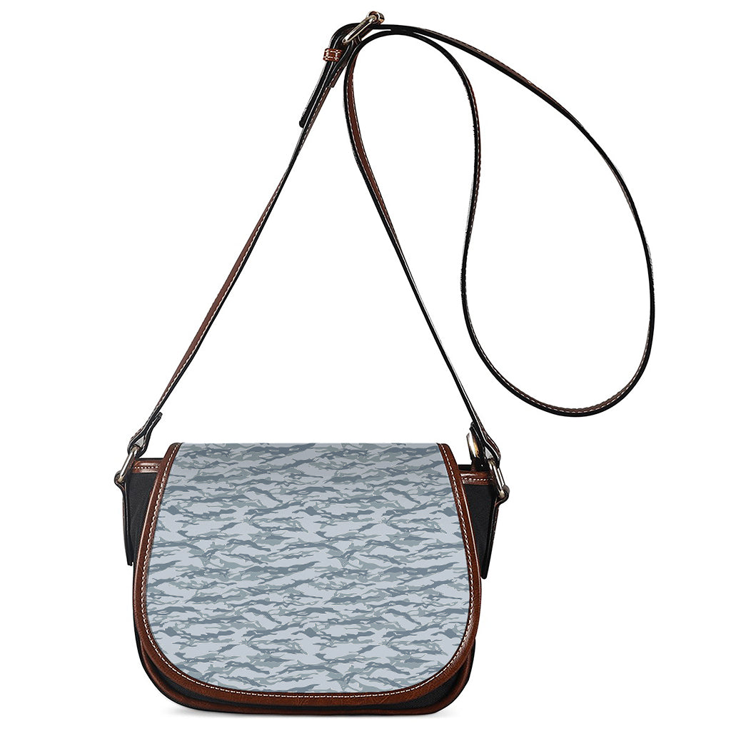 Winter Tiger Stripe Camo Pattern Print Saddle Bag