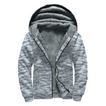 Winter Tiger Stripe Camo Pattern Print Sherpa Lined Zip Up Hoodie