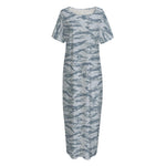 Winter Tiger Stripe Camo Pattern Print Short Sleeve Long Nightdress