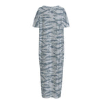 Winter Tiger Stripe Camo Pattern Print Short Sleeve Long Nightdress