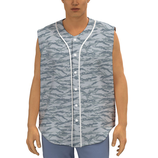 Winter Tiger Stripe Camo Pattern Print Sleeveless Baseball Jersey