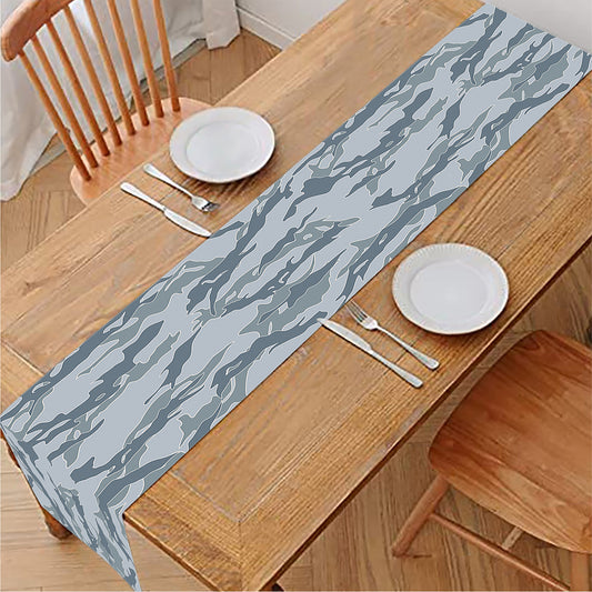 Winter Tiger Stripe Camo Pattern Print Table Runner