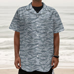 Winter Tiger Stripe Camo Pattern Print Textured Short Sleeve Shirt