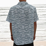 Winter Tiger Stripe Camo Pattern Print Textured Short Sleeve Shirt