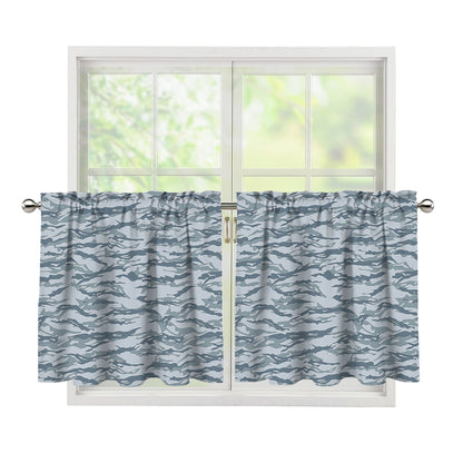 Winter Tiger Stripe Camo Pattern Print Tier Curtains