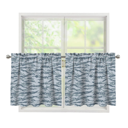 Winter Tiger Stripe Camo Pattern Print Tier Curtains