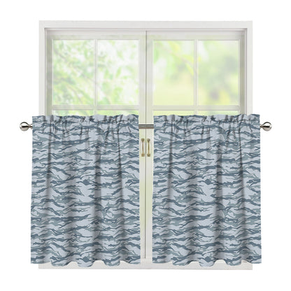 Winter Tiger Stripe Camo Pattern Print Tier Curtains