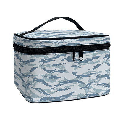Winter Tiger Stripe Camo Pattern Print Travel Makeup Bag
