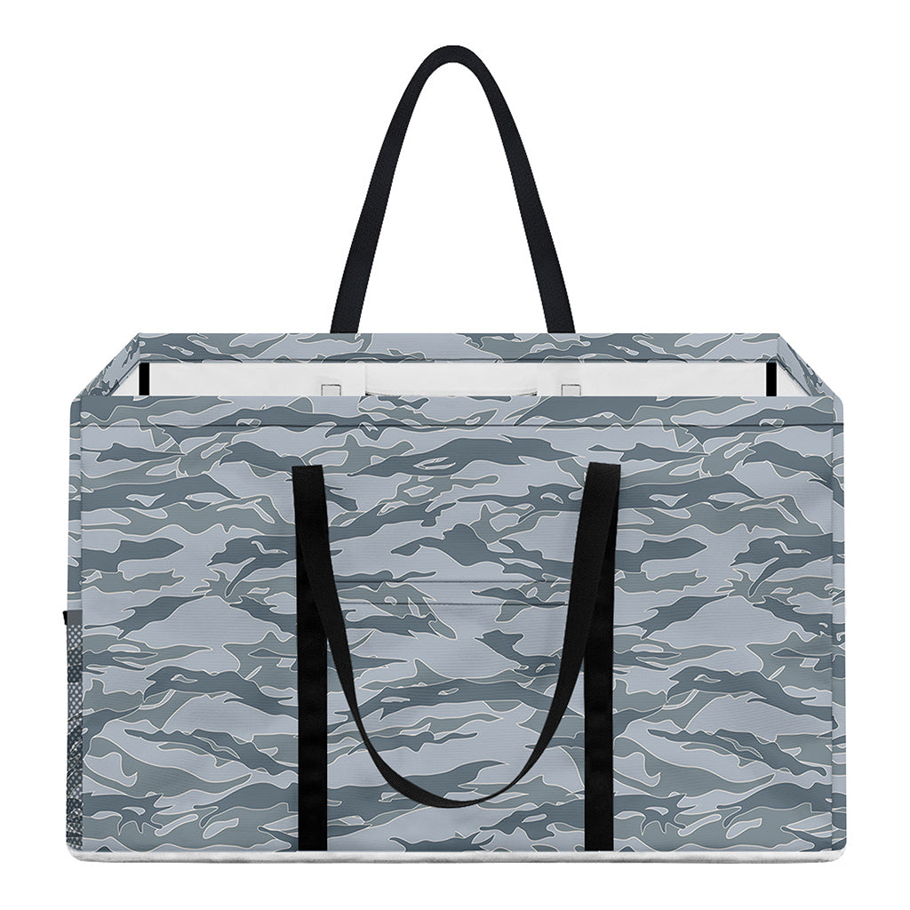 Winter Tiger Stripe Camo Pattern Print Utility Tote Bag