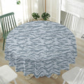 Winter Tiger Stripe Camo Pattern Print Waterproof Round Tablecloth