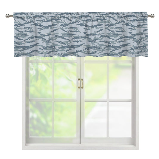 Winter Tiger Stripe Camo Pattern Print Window Valance
