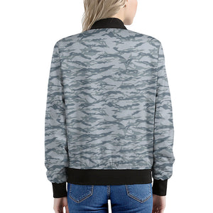 Winter Tiger Stripe Camo Pattern Print Women's Bomber Jacket