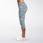 Winter Tiger Stripe Camo Pattern Print Women's Capri Leggings