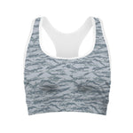 Winter Tiger Stripe Camo Pattern Print Women's Sports Bra