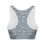 Winter Tiger Stripe Camo Pattern Print Women's Sports Bra