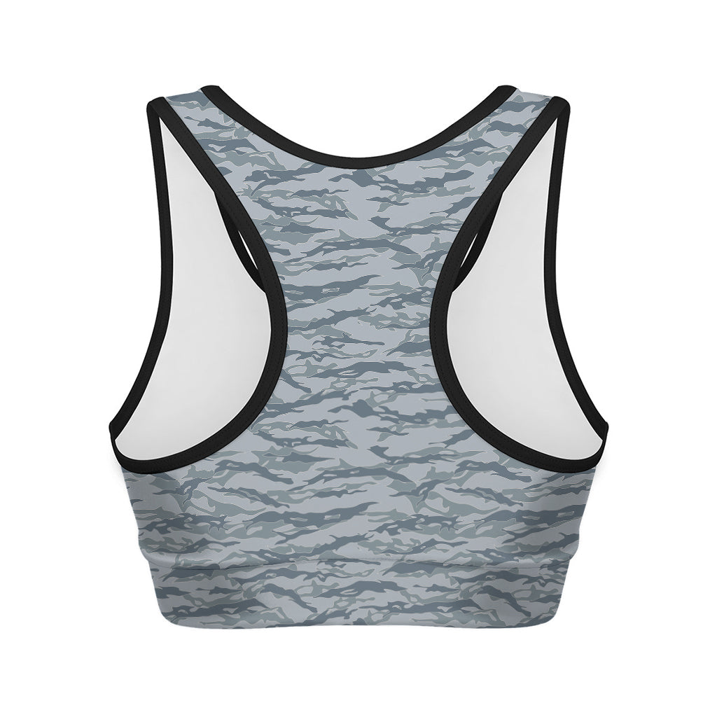 Winter Tiger Stripe Camo Pattern Print Women's Sports Bra