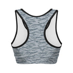 Winter Tiger Stripe Camo Pattern Print Women's Sports Bra