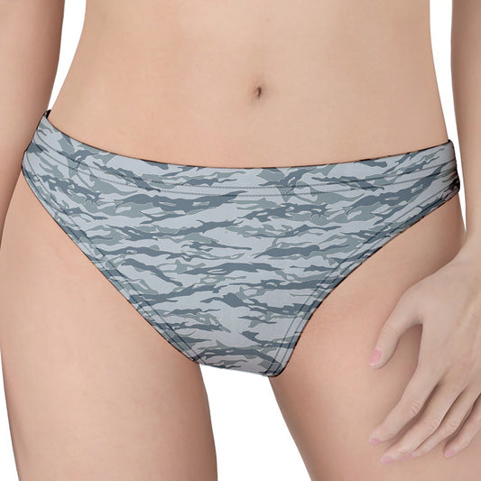 Winter Tiger Stripe Camo Pattern Print Women's Thong