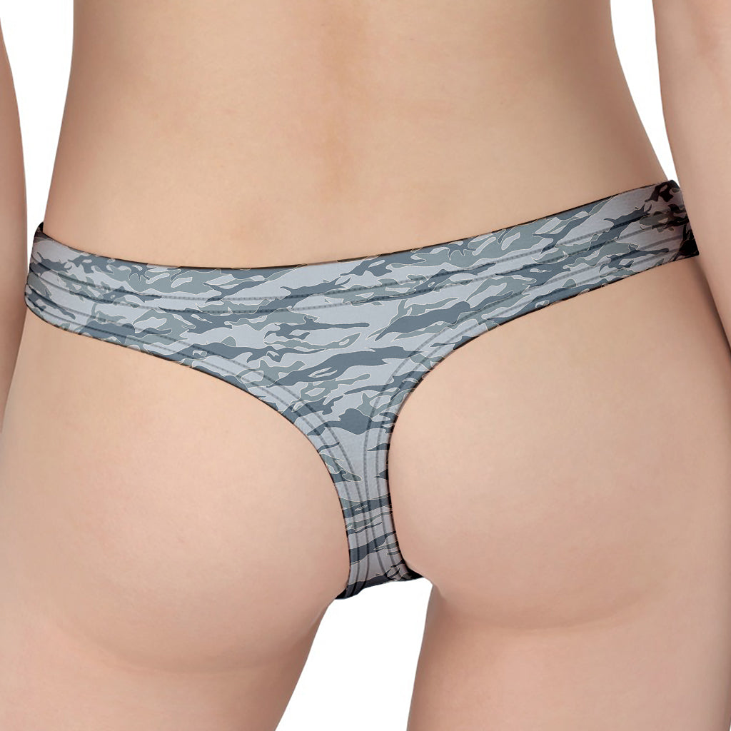 Winter Tiger Stripe Camo Pattern Print Women's Thong