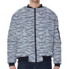 Winter Tiger Stripe Camo Pattern Print Zip Sleeve Bomber Jacket